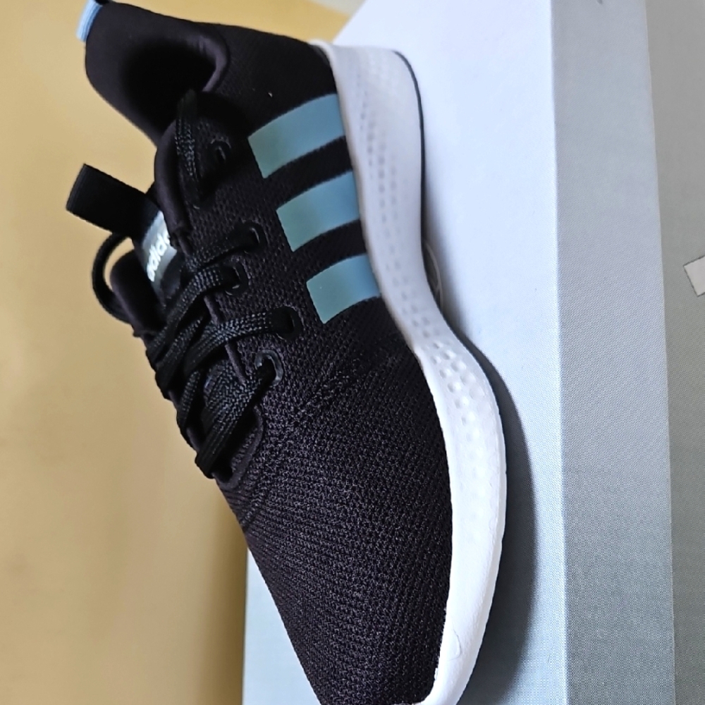 Adidas Black Sneakers with Light Blue Accents